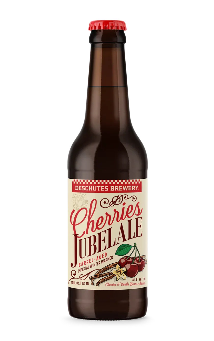 A photograph of the Cherries Jubelale beer bottle.