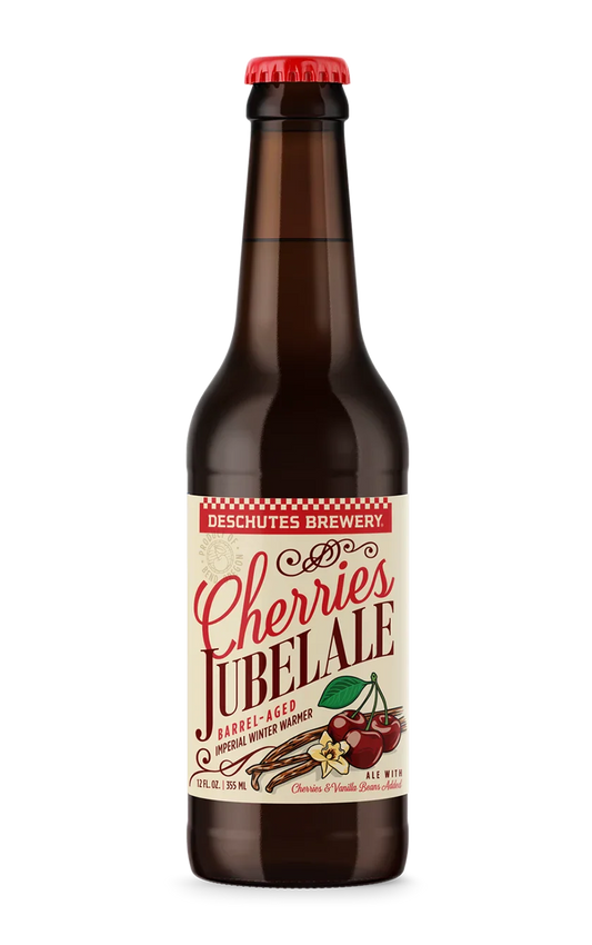A photograph of the Cherries Jubelale beer bottle.