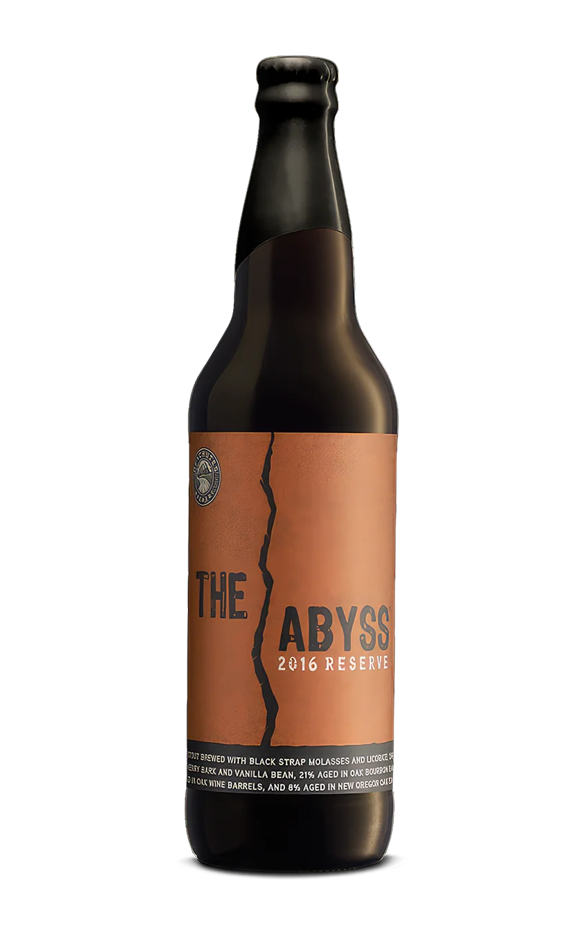 A photograph of the Abyss 2016 beer bottle.
