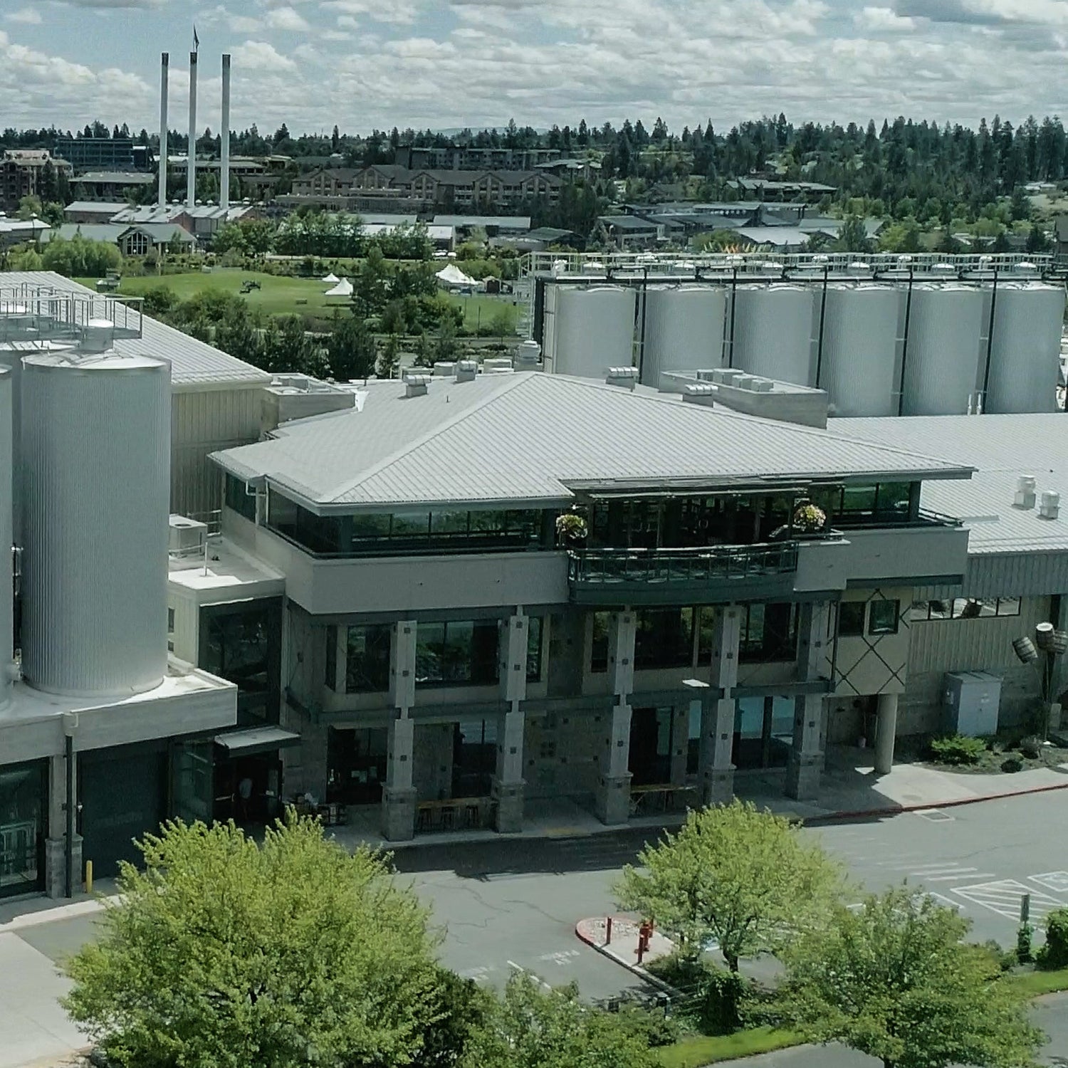 An external, arial shot of the Deschutes Bend Brewery