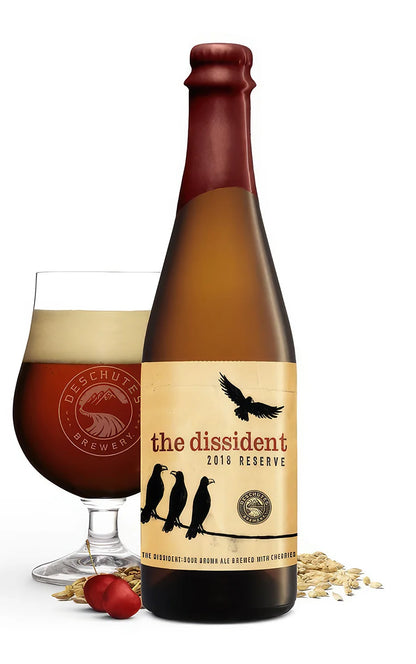 A photograph of the Dissident 2019 Reserve beer bottle.