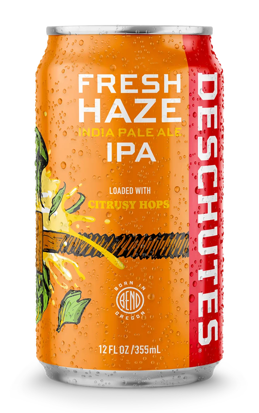 A photograph of the Fresh Haze beer can.