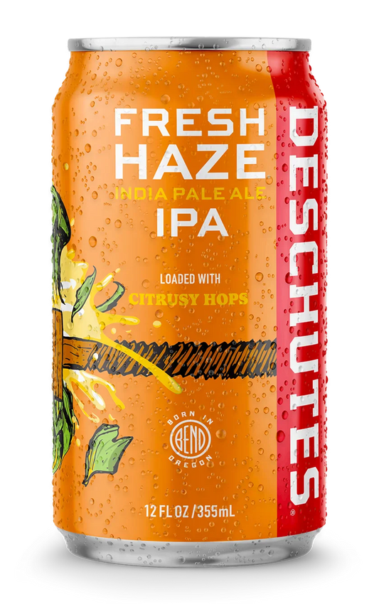 A photograph of the Fresh Haze beer can.