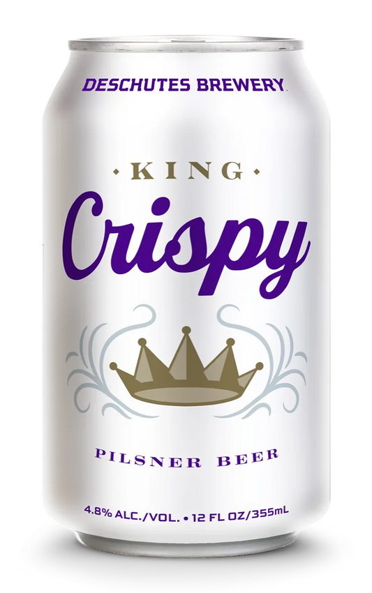 A photograph of the King Crispy beer can.