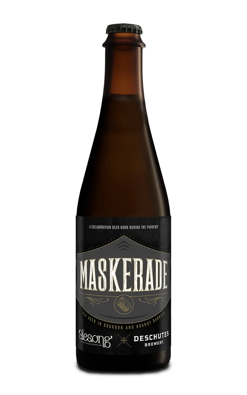 A photograph of the Maskerade beer bottle.