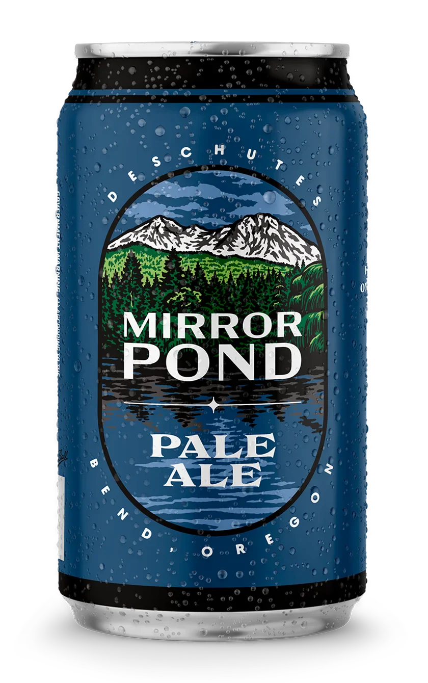 A photograph of the Mirror Pond beer can.