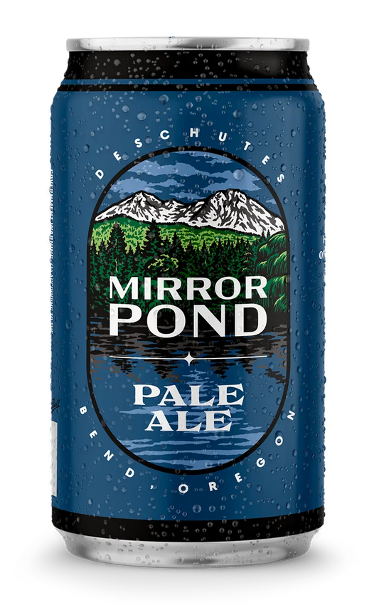 A photograph of the Mirror Pond beer can.