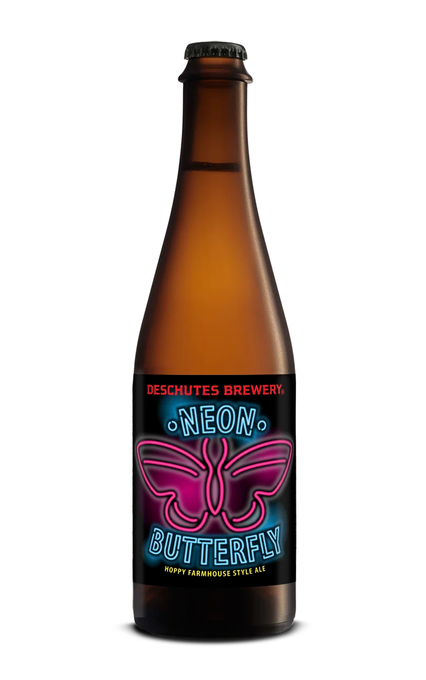 A photograph of the Neon Butterfly beer bottle.