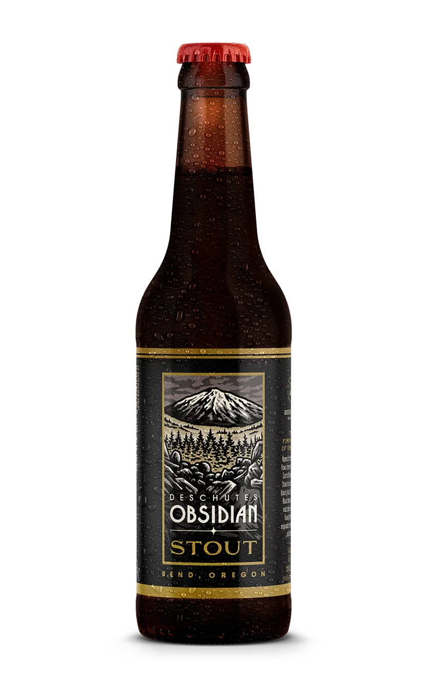 A photograph of the Obsidian Stout beer bottle.