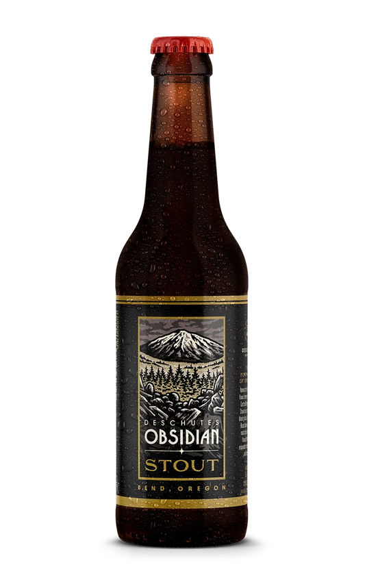 A photograph of the Obsidian Stout beer bottle.