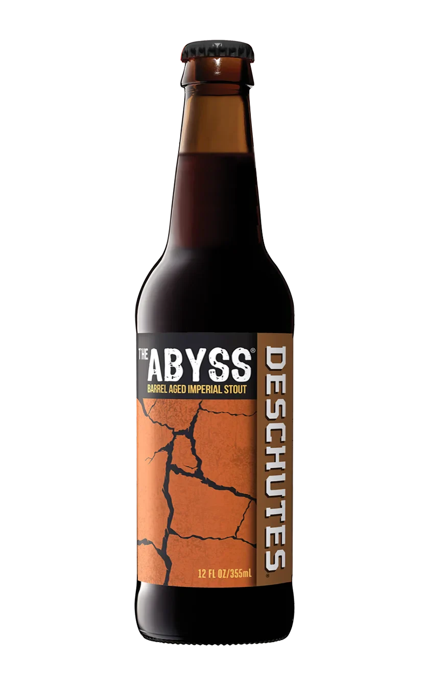 A photograph of the Abyss beer bottle.