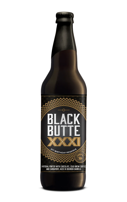 A photograph of the Black Butte XXXI beer bottle.