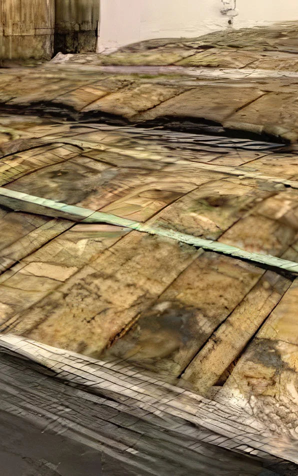 A photograph of the barrel staves stacked on a pallet.