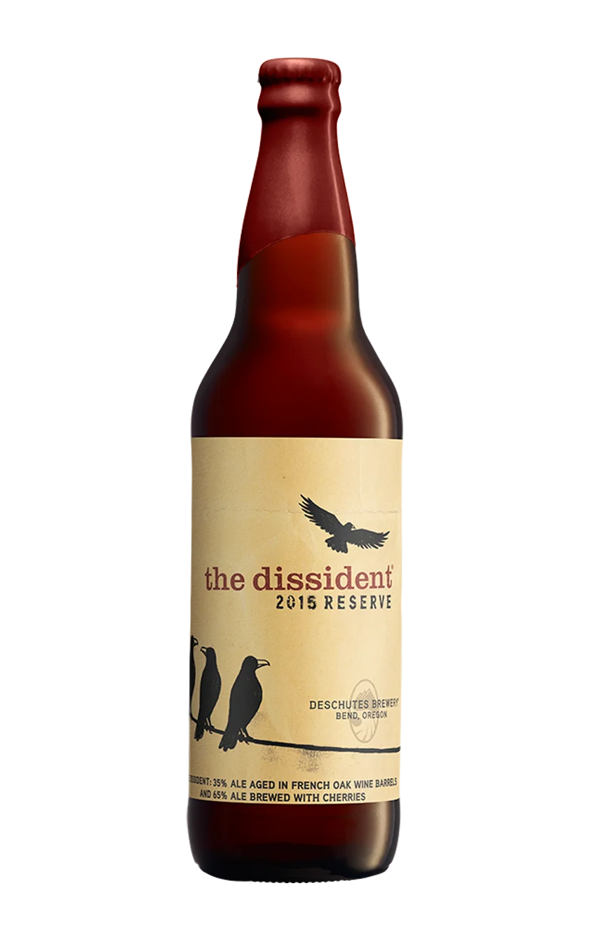 A photograph of the Dissident 2015 beer bottle.