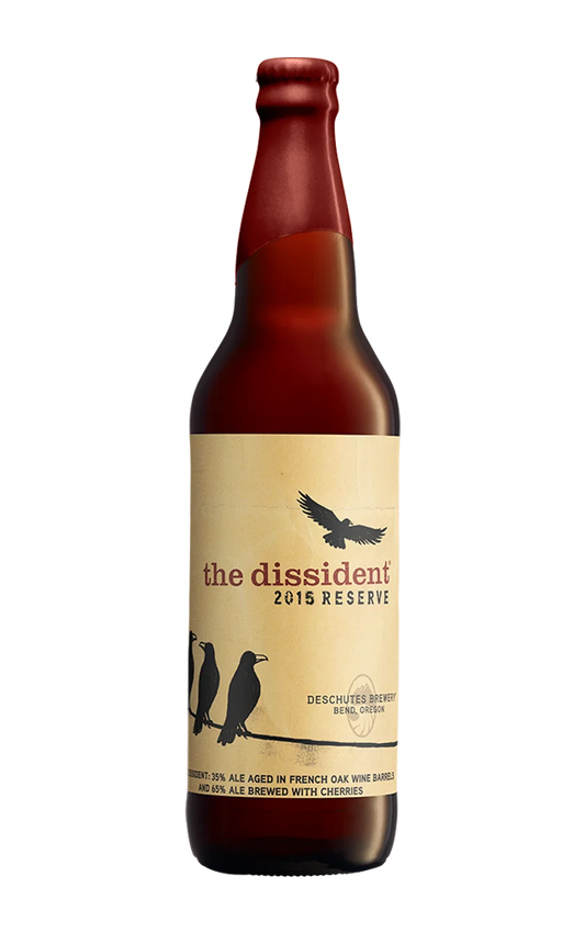 A photograph of the Dissident 2015 beer bottle.